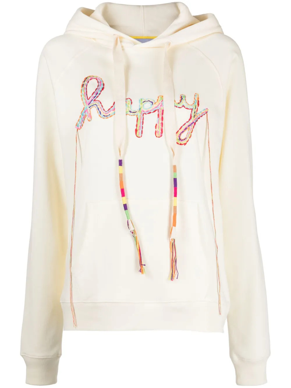 Mira Mikati slogan-embroidered long-sleeve Hoodie - Farfetch | Farfetch Global
