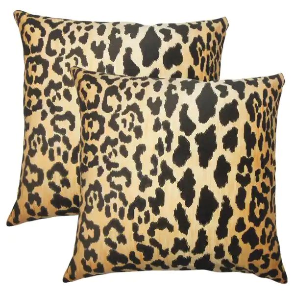 Set of 2 Usoa Animal Print Throw Pillows in Black - Overstock - 18156963 | Bed Bath & Beyond