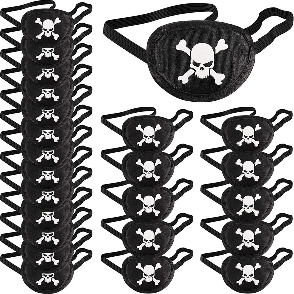 24 Pack Black Pirate Eye Patches One Eye Skull Eye Mask for Adults Halloween Party Christmas Party Favors | Amazon (US)