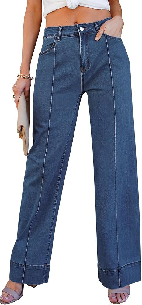 luvamia Wide Leg Jeans for Women Trendy High Waist Straight Leg Baggy Jeans Stretchy Denim Pants ... | Amazon (US)
