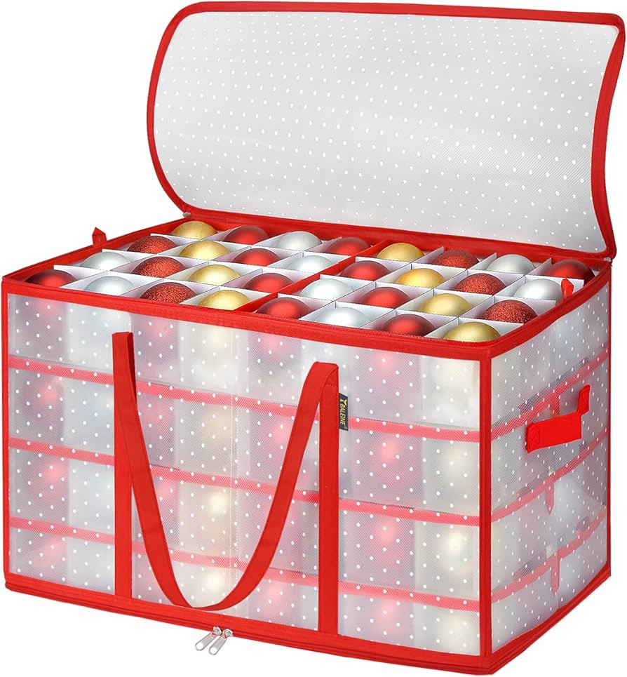 BALEINE Plastic Christmas Ornament Storage Box with Dividers, Large Ornament Storage Container fo... | Amazon (US)