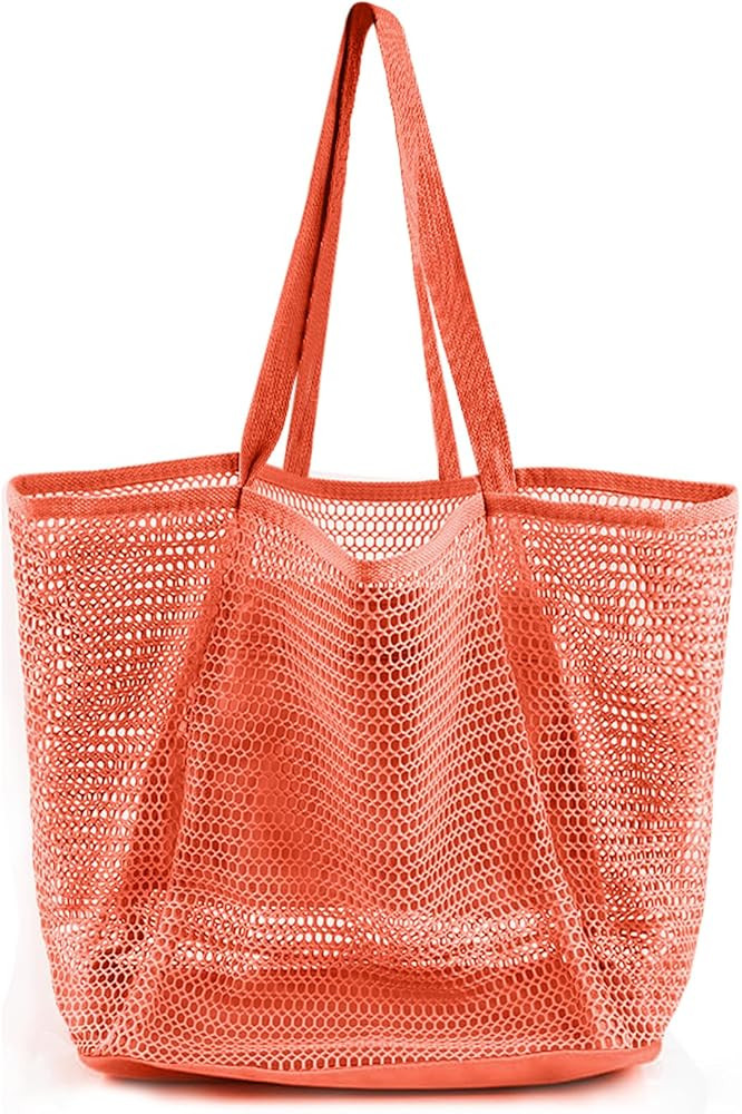 HOHOM Beach Bags for Women, Summer Travel Mesh Tote Bag with Large Inner Pocket, Sandproof Woven ... | Amazon (US)