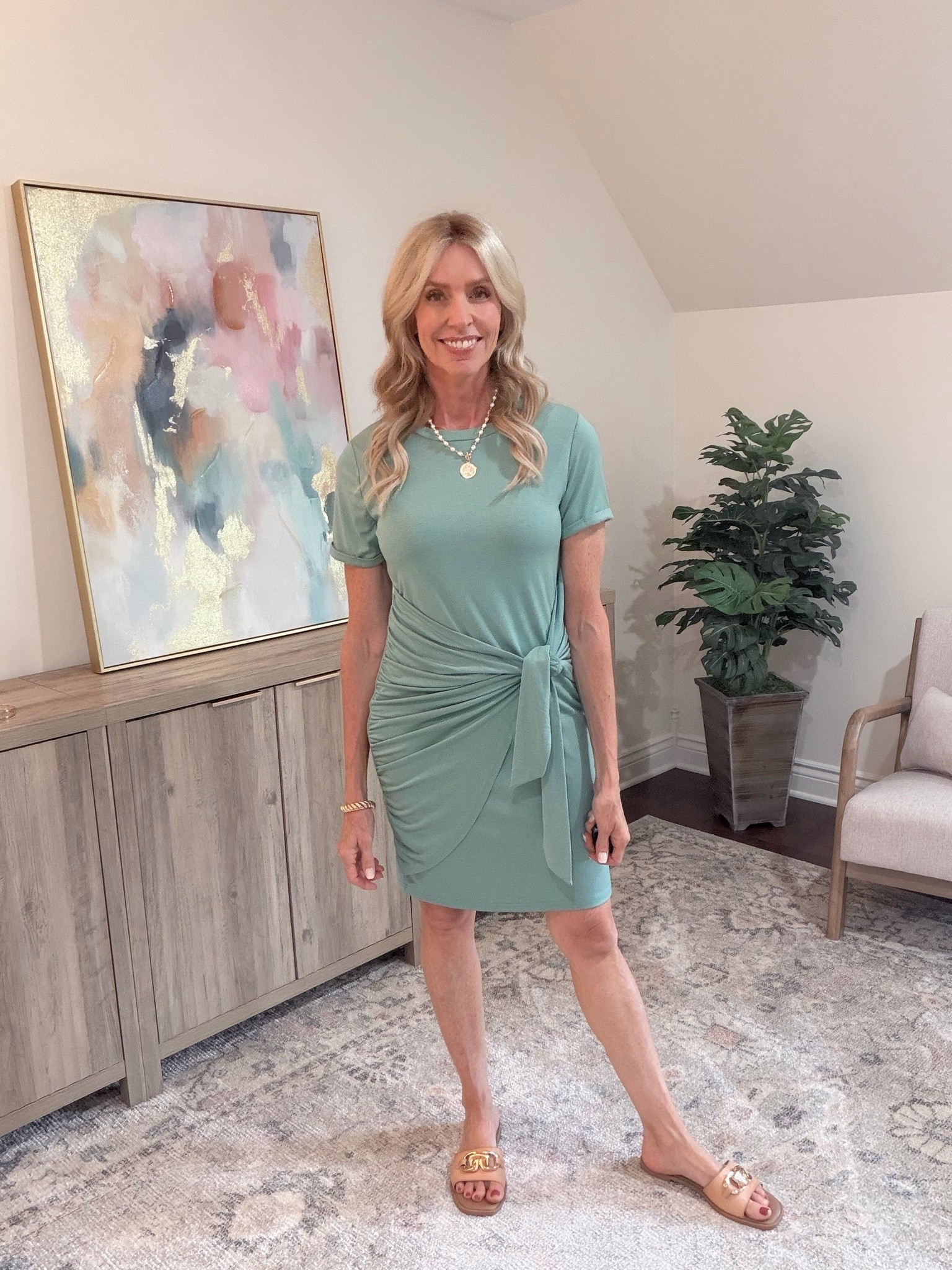 The perfect dress to hide any tummy insecurities! The side panels camouflage and cinch the waist. Fit is true to size.

#LTKgrwm #LTKootd #LTKOver40