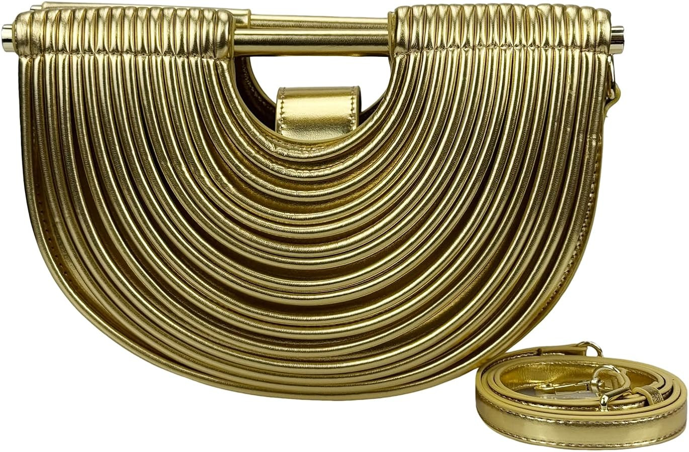 Elegant Half Round Chinc Woven PU Leather Lou Top Handle Bag for Women Formal Evening Clutch Purs... | Amazon (US)