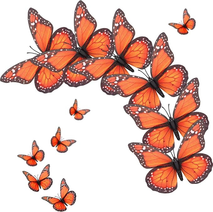 Monarch Butterfly Decoration Fake Butterflies for Crafts Artificial Butterfly Wall Decor 3D Magne... | Amazon (US)