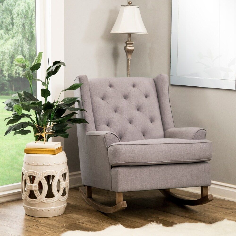 Abbyson Valerie Grey Tufted Rocking Chair (Polyester/Foam/Wood) | Bed Bath & Beyond