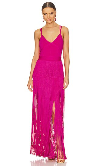 Strappy Ottoman Fringe Gown in Magenta | Revolve Clothing (Global)