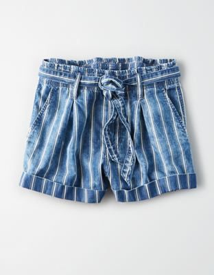 Super High-Waisted Striped Paperbag Short | American Eagle Outfitters (US & CA)