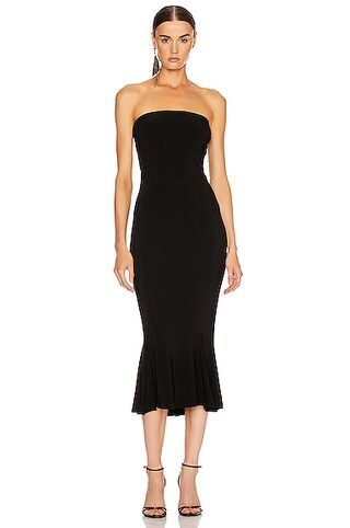 Norma Kamali Strapless Fishtail Dress To Midcalf in Black | FWRD 