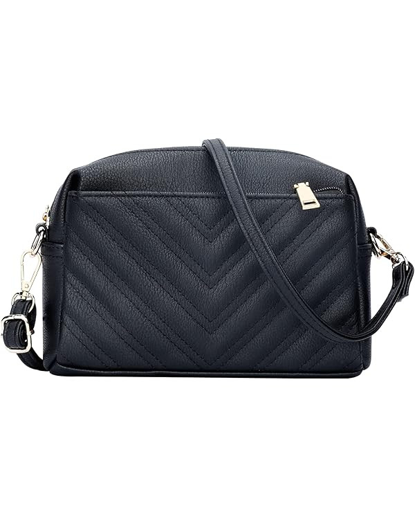 KKXIU Triple Zip Lightweight Small Crossbody Bags for Women Quilted Shoulder Purses and Handbags | Amazon (US)