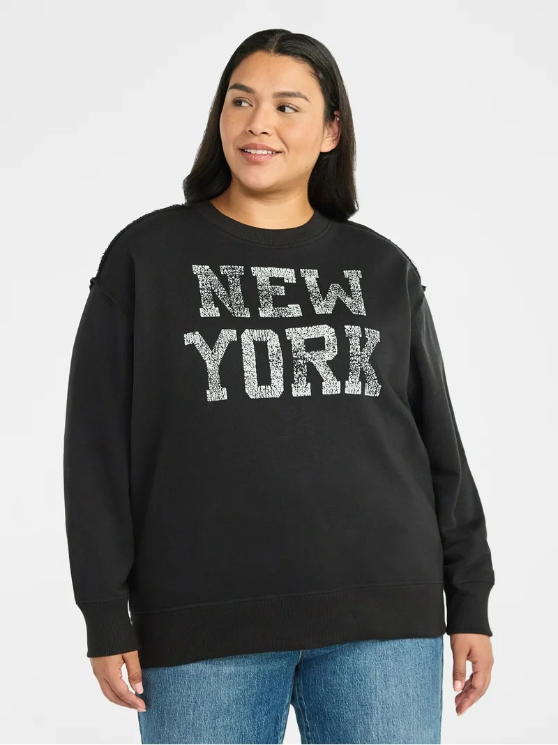Terra & Sky Women's Plus Size New York Graphic Sweatshirt with Long Sleeves, Sizes 0X-5X | Walmart (US)