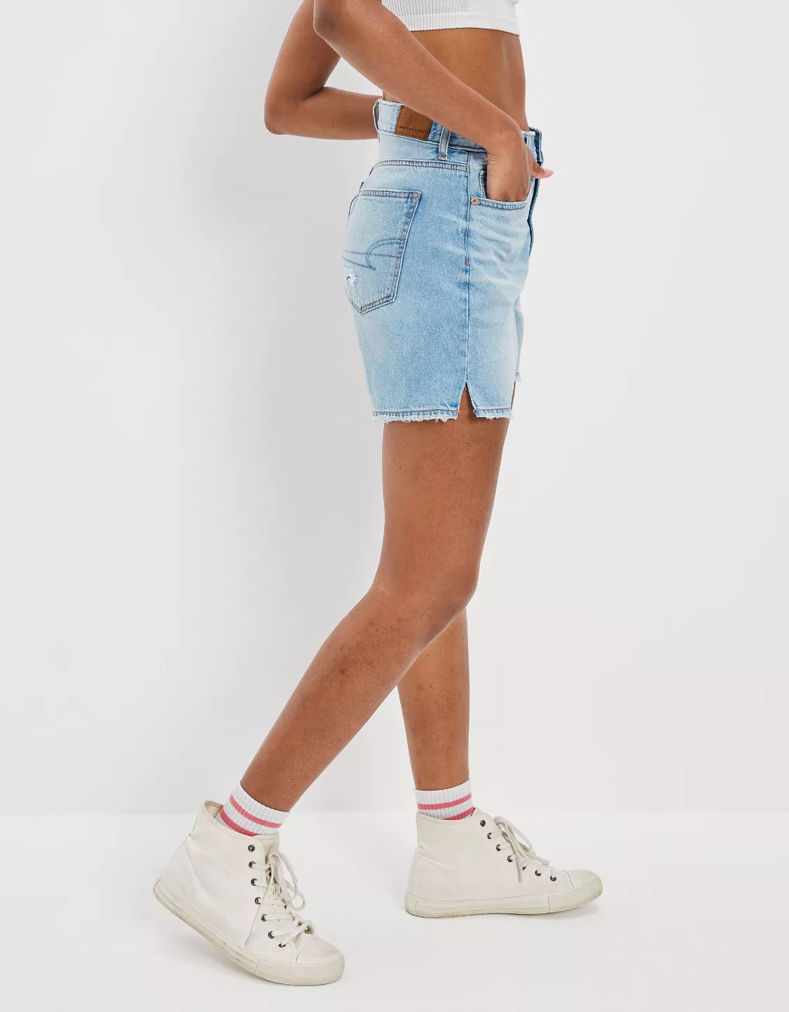 AE Dreamy Drape Denim Highest Waist Baggy Short | American Eagle Outfitters (US & CA)