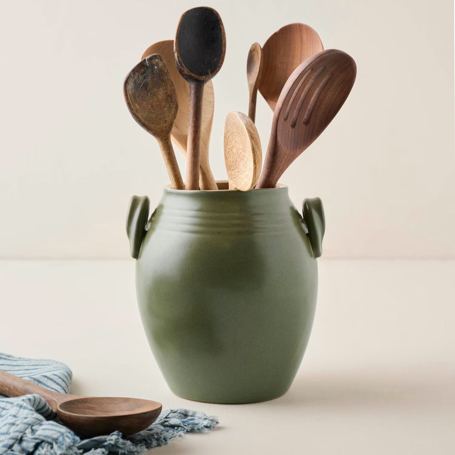 Vintage-Inspired Sage Green Utensil Crock | Magnolia