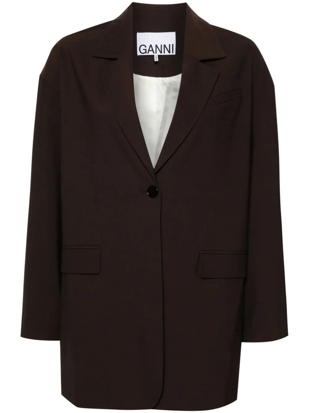 GANNI single-breasted Blazer | Brown | FARFETCH | Farfetch Global