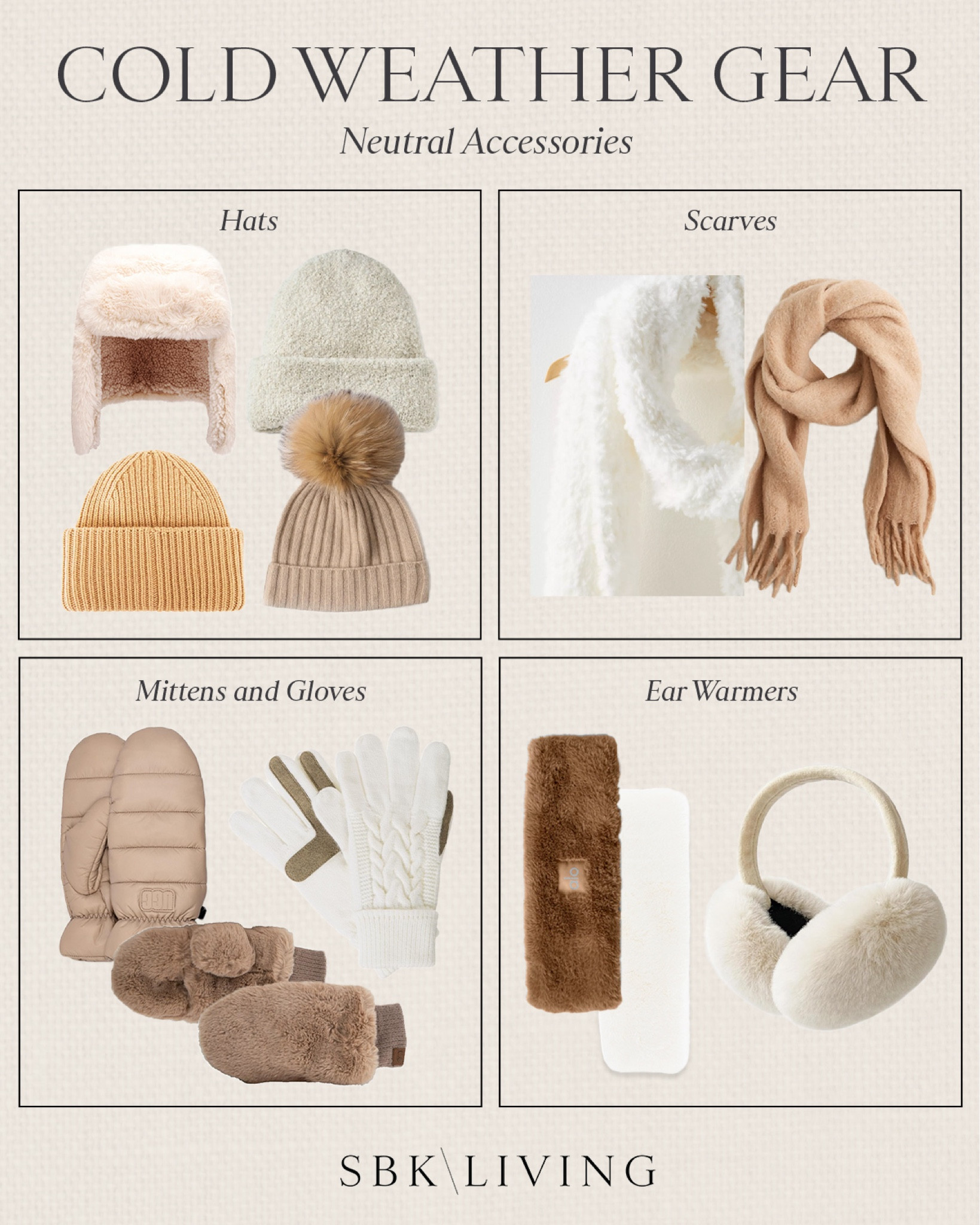 WINTER \ cold weather gear - accessories!

Hat
Ear muffs
Mitten
Gloves
Scarf
Amazon 

#LTKSeasonal #LTKstyletip #LTKfindsunder50