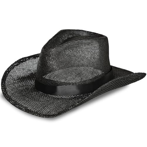 Black Straw Cowboy Hat - 5" x 15" (1 Count) - Perfect for Western Themed Events & Sun Protection | Amazon (US)