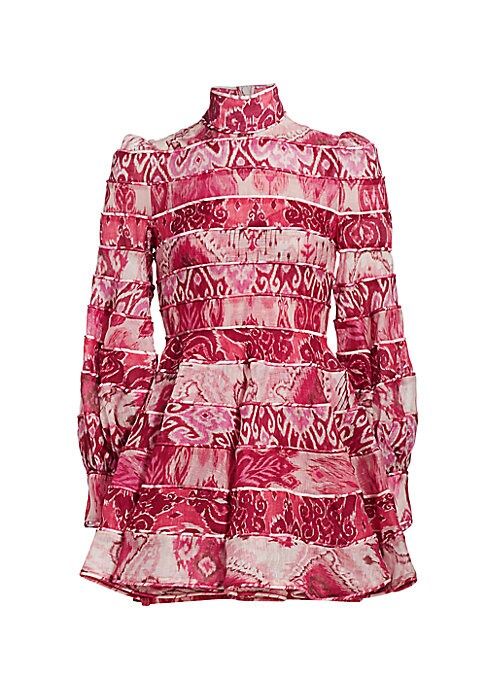 Zimmermann Women's Wavelength Spliced Print Mini Dress - Spliced Pink Ikat - Size 3 (8-10) | Saks Fifth Avenue