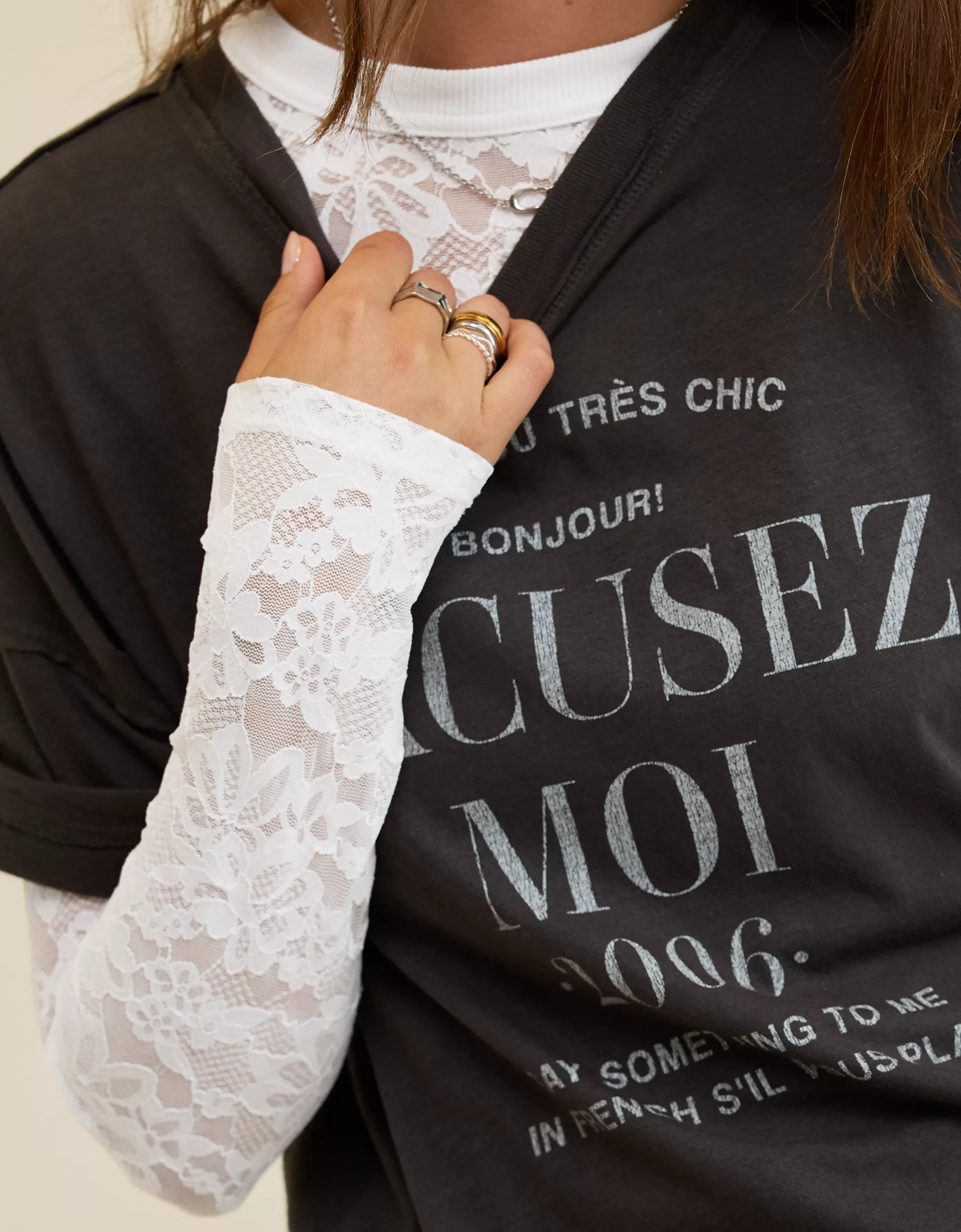 Aerie Essential Lace Layering T-Shirt | Aerie