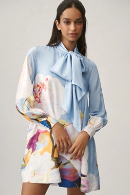 The Caroline Tie-Neck Mini Dress by Maeve | Anthropologie (US)