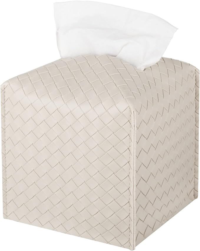 Amazon.com: Tissue Box Cover PU Leather Tissue Holder Square Facial Tissue Case Facial Paper Orga... | Amazon (US)