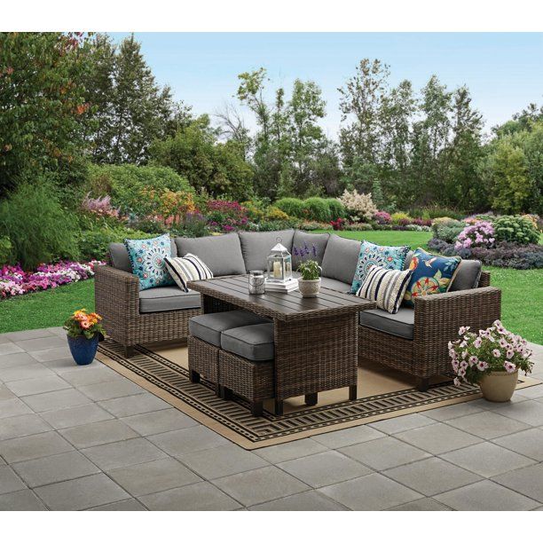 Better Homes & Gardens Brookbury 5-Piece Patio Wicker Sectional Set | Walmart (US)