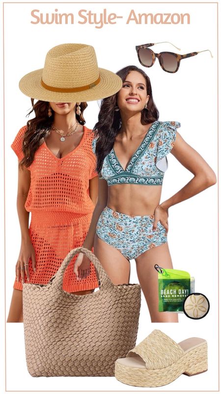Swim look from Amazon! Love this two piece swim suit since it has more coverage! This woven neoprene bag looks just like some popular, more expensive versions! 

#LTKfindsunder50 #LTKswim #LTKitbag