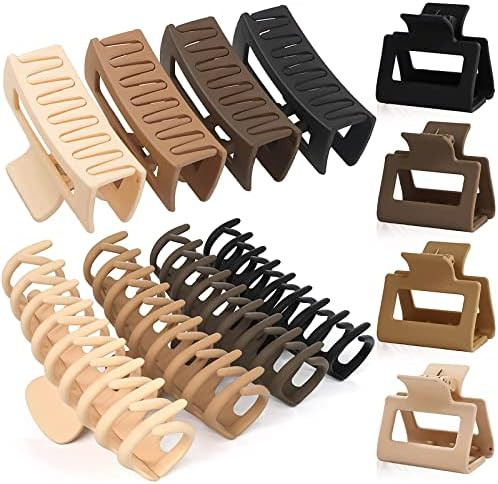 Amazon.com : ookizom 12 Pack Large Hair Claw Clips, 3 Styles Hair Clips for Women & Girls, Nonsli... | Amazon (US)