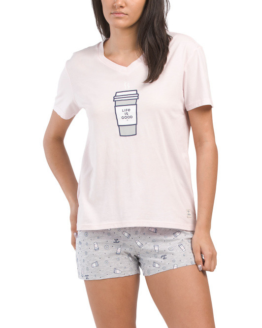 To Go Coffee Short Pajama Set | TJ Maxx