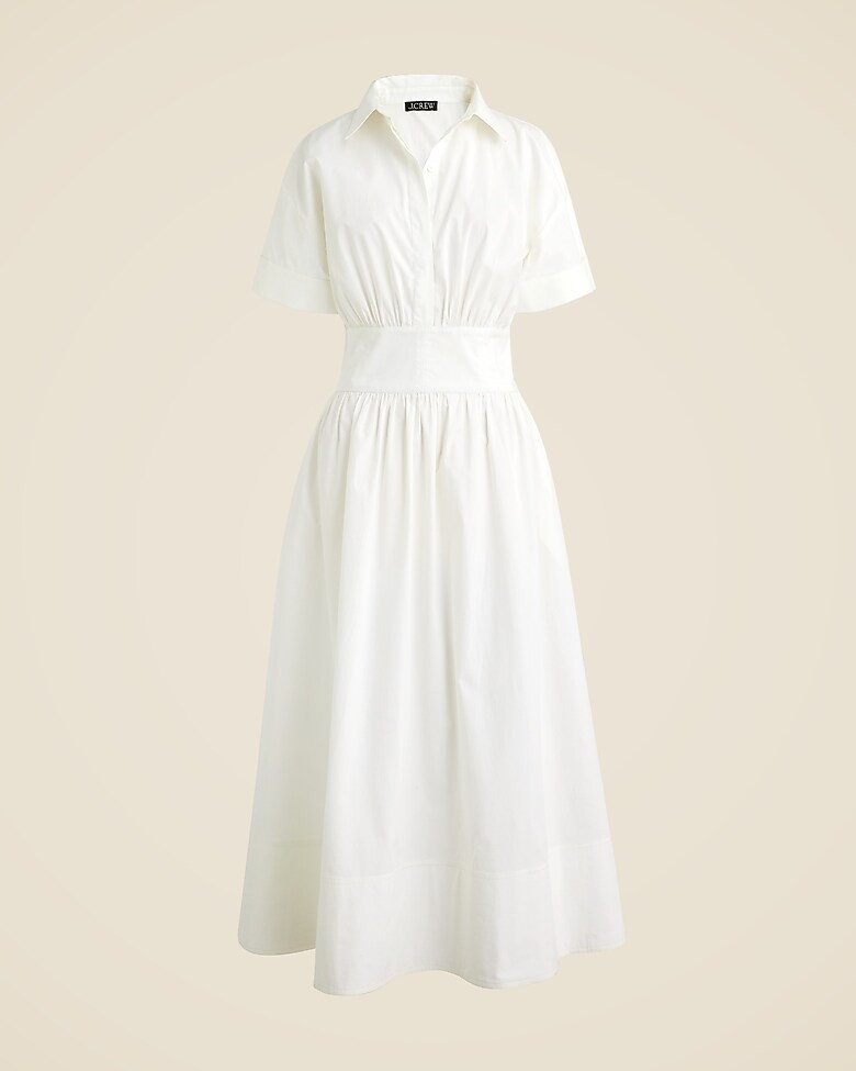 Fitted-waist shirtdress in stretch cotton poplin | J. Crew US