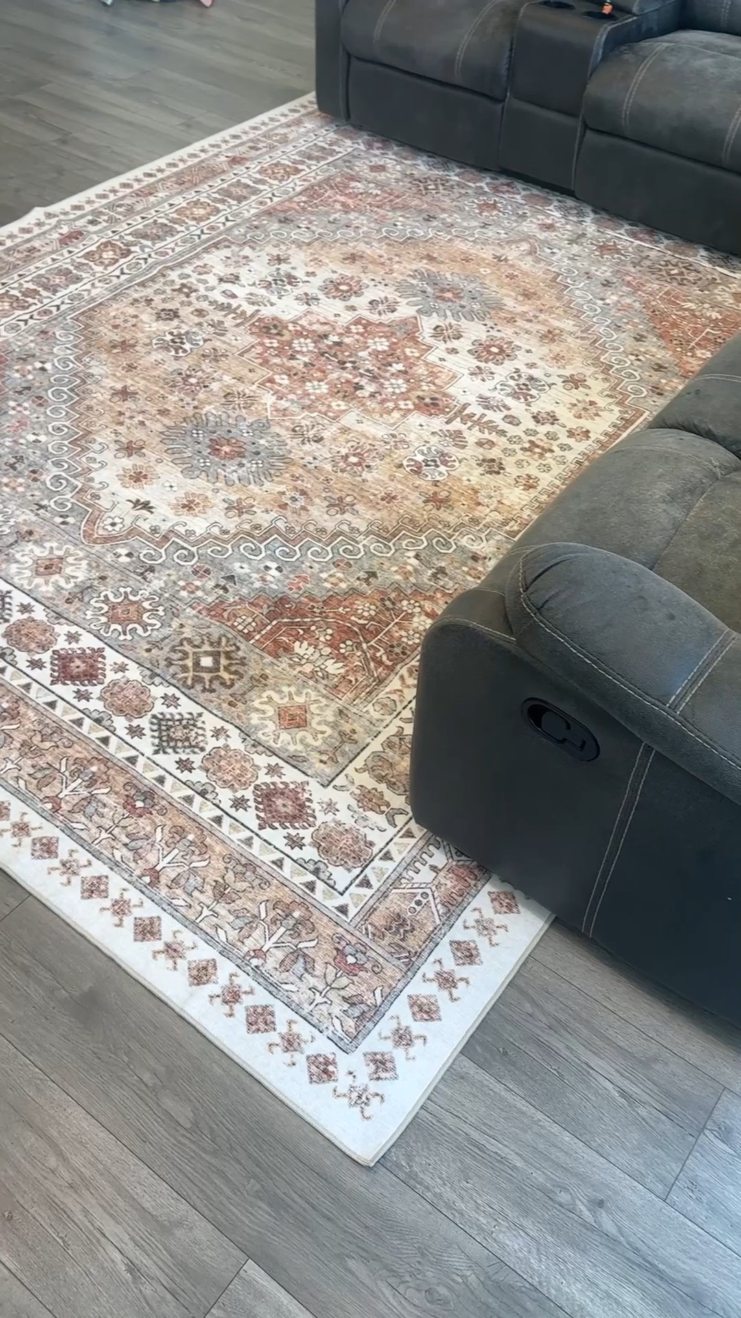 New washable rug! We got the orange in the 8x10 for this space 🫶🏼 

#LTKFindsUnder100 #LTKHome