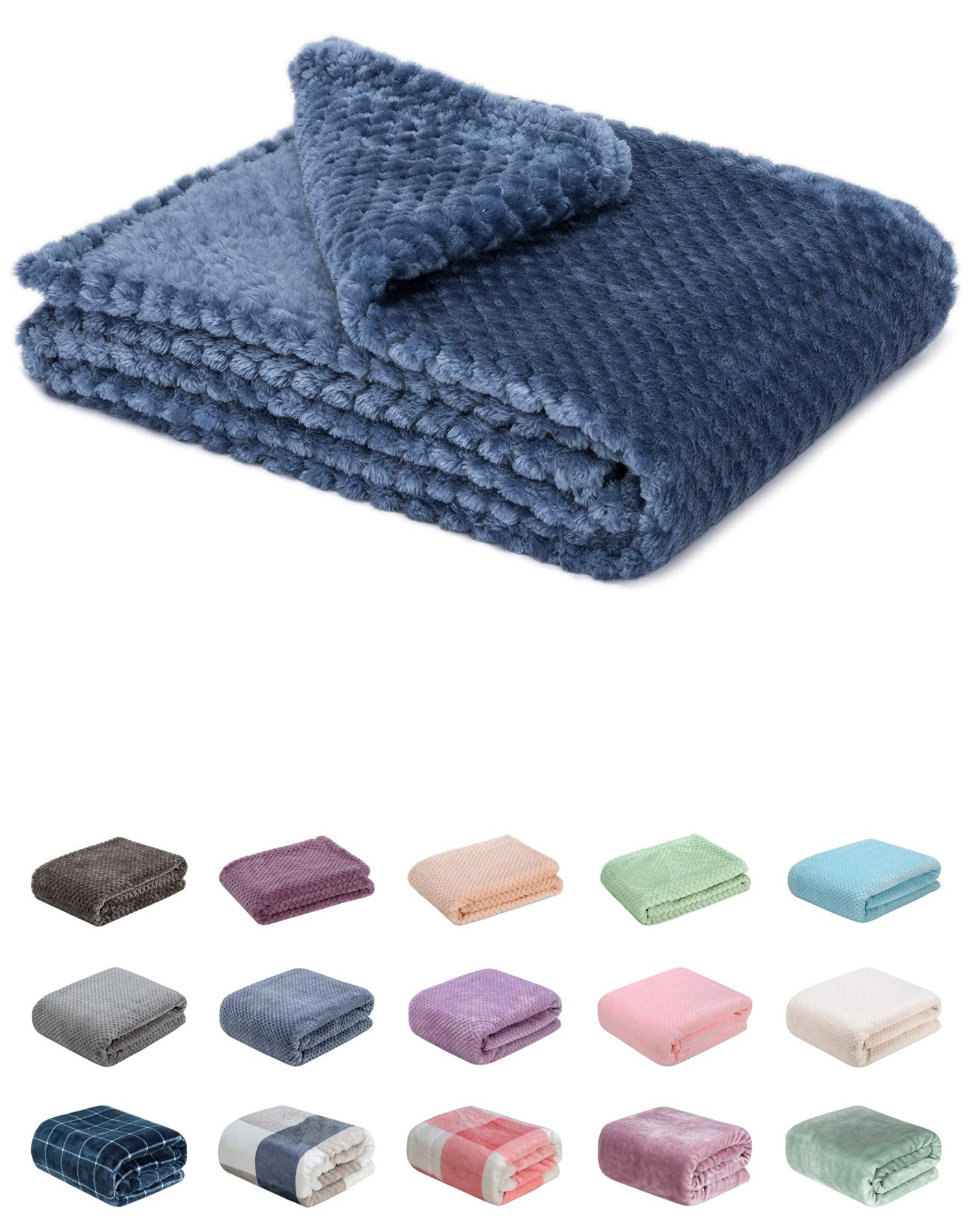 Fuzzy Blanket or Fluffy Blanket for Baby, Soft Warm Cozy Coral Fleece Toddler, Infant or Newborn Receiving Blanket for Crib, Stroller, Travel, Decorative (28Wx40L, XS-Smoked Blue) | Amazon (US)