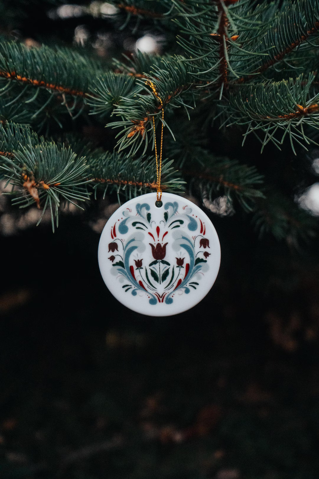 1) Ceramic Ornaments, Rosemaling Design, Holiday Decor Set, Scandinavian Folk Art, Christmas Tree... | Etsy (US)