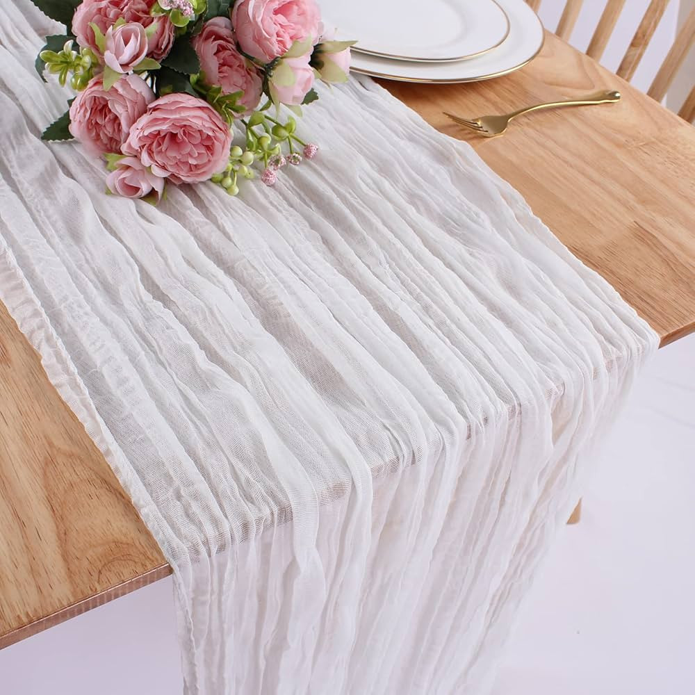 SAJOO White Cheesecloth Table Runner 13.3ft 1 PC Gauze Table Runners Long Boho Gauze Fabric Table... | Amazon (US)