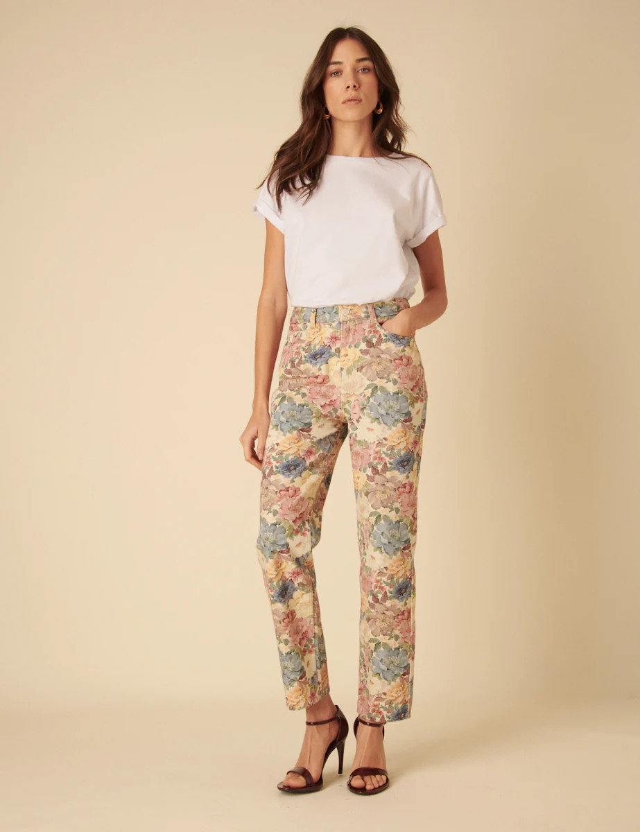 Floral Print Denim Straight Leg Jeans | Nobody's Child