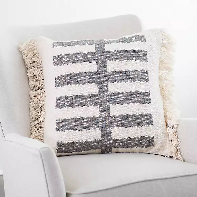 Ethan Gray Center Stripe Pillow | Kirkland's Home