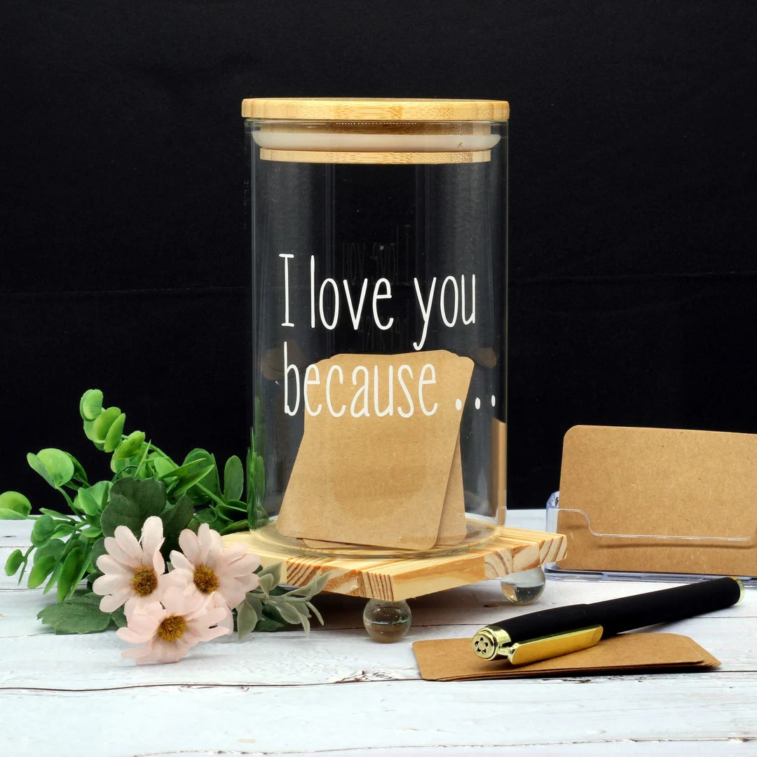 Love You Because Jar with 50 Notecards, Love Notes Jar | Etsy (US)