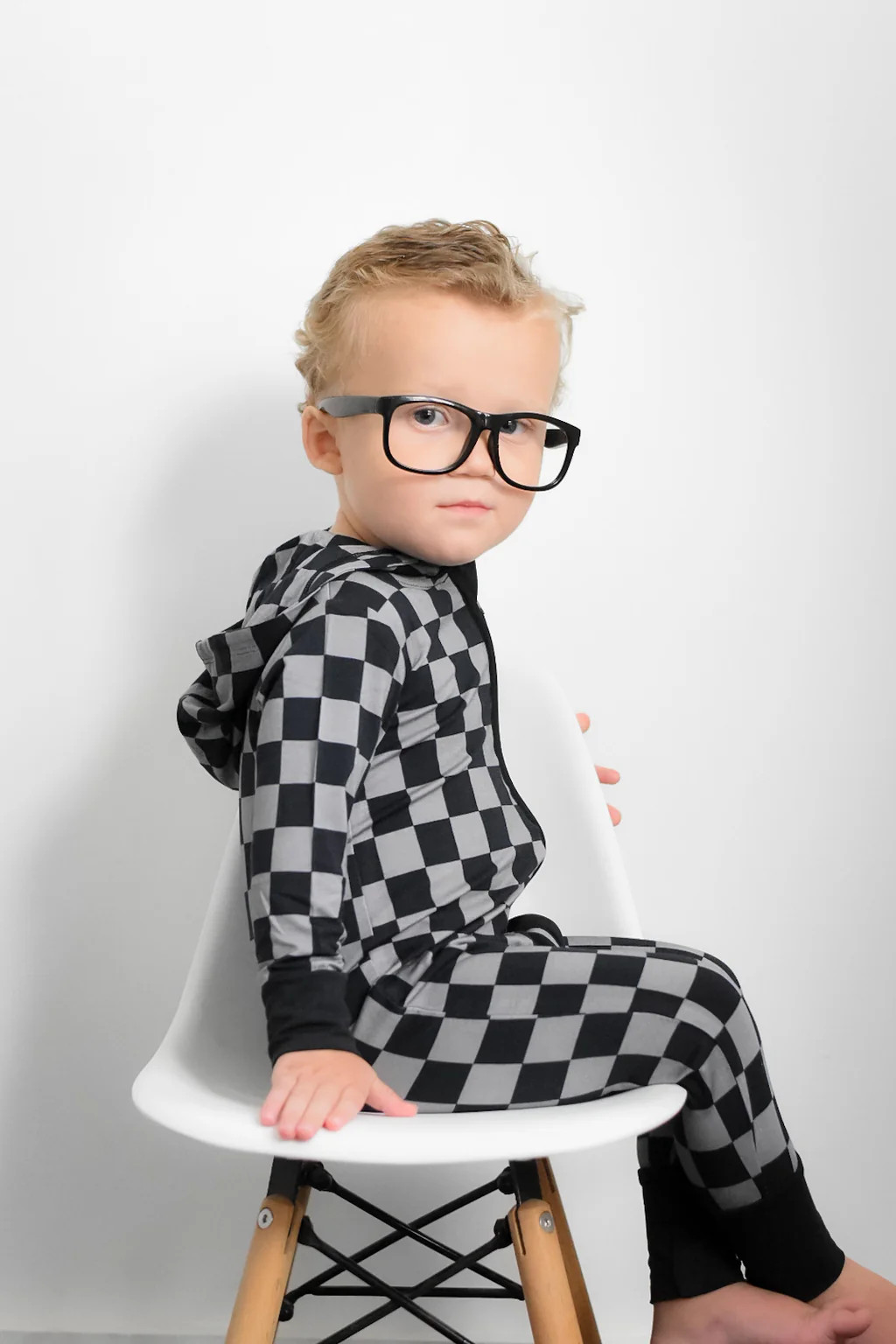 CHARCOAL CHECKERS DREAM ROMPER HOODIE | Dream Big Little Co.