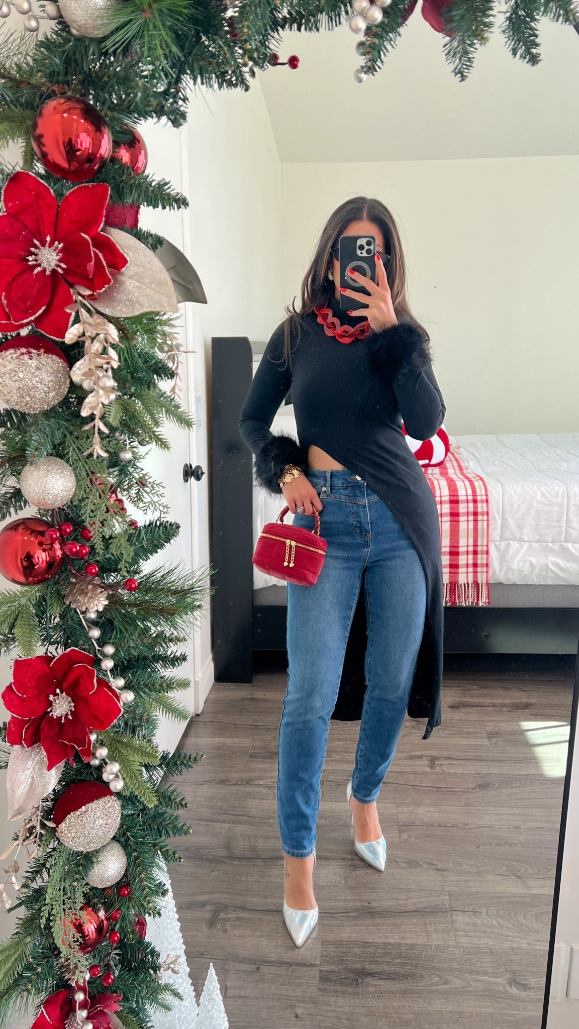 Last minute Easy holiday outfit idea. Added fur cuffs

#LTKootd #LTKSeasonal #LTKFindsUnder50