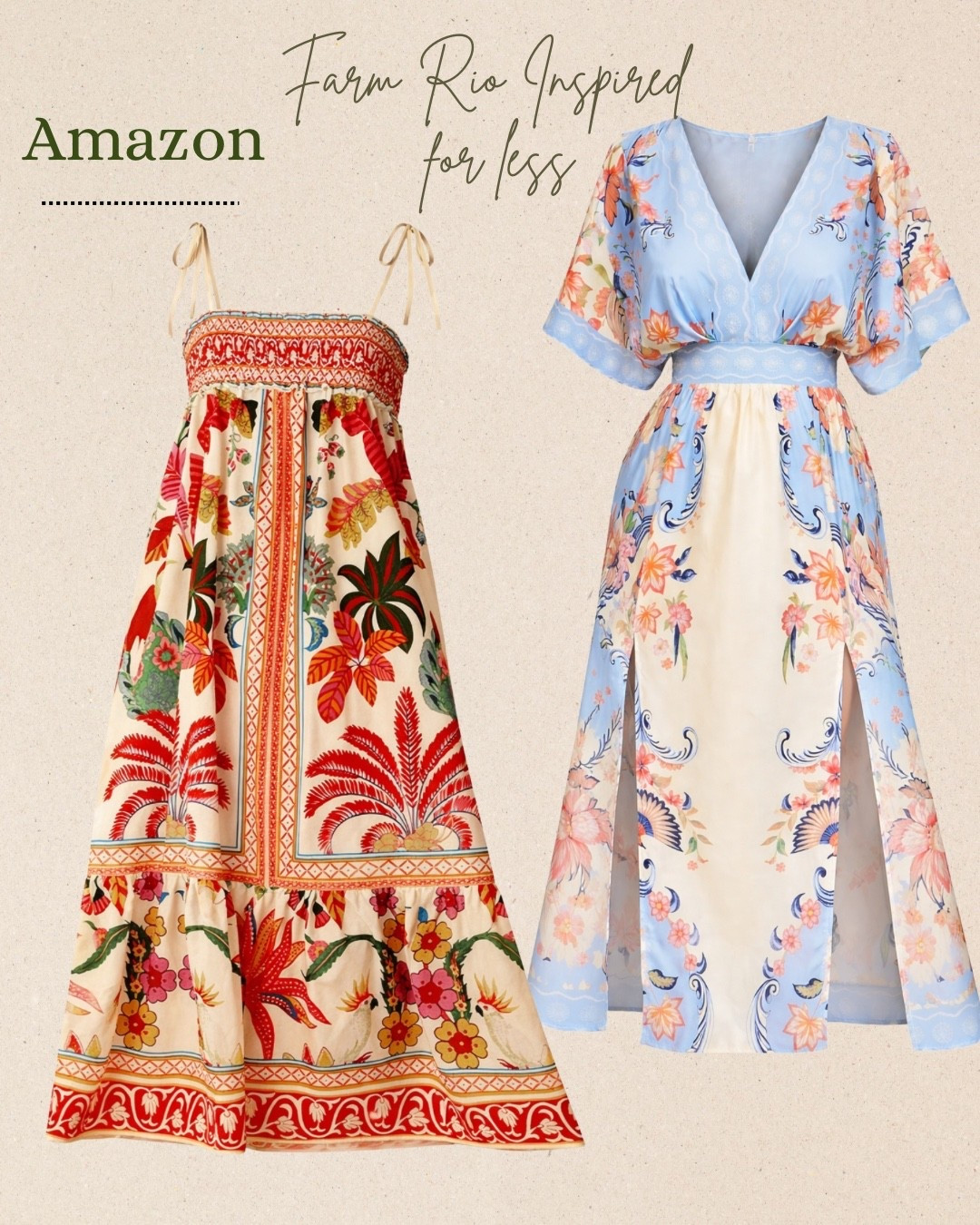 Serving ✨Farm Rio inspired✨ looks under $100— these dreamy prints are giving vacation, beach days, and effortless date night vibes 🌺🌿

From flowy spring dresses to statement beach outfits, these pieces are perfect for your next getaway or everyday chic moment 🤍

Think: beach dress, vacation outfits, resort wear, and easy elevated style all in one 💫

spring outfits 2026, spring dresses, vacation outfits beach, date night outfits, two piece swimsuit, bikini, beach bag, one piece swimsuit, beach cover up, beach dress, black dress, evening bag, sunglasses, travel essentials, earrings, handbags, jewelry, summer shoes, two piece set, flat sandals, coord set, matching set, floral dress, spring dress, mini dress, maxi dresss

#amazonfinds #summeroutfits #vacaystyle #neutraloutfits #beachoutfit #coastallook #resortwear #effortlessstyle #ltkunder100 #minimalstyle #chicoutfits
#LTKootd #LTKgrwm #LTKOver40 #LTKSeasonal #amazonfashion #beachvacay
#amazonstyle #ltkfashion #summerstyle #eurosummer #vacayoutfit #neutralaesthetic #coastalliving #resortstyle #ltkfinds #outfitinspo

#LTKTravel #LTKSaleAlert #LTKSeasonal