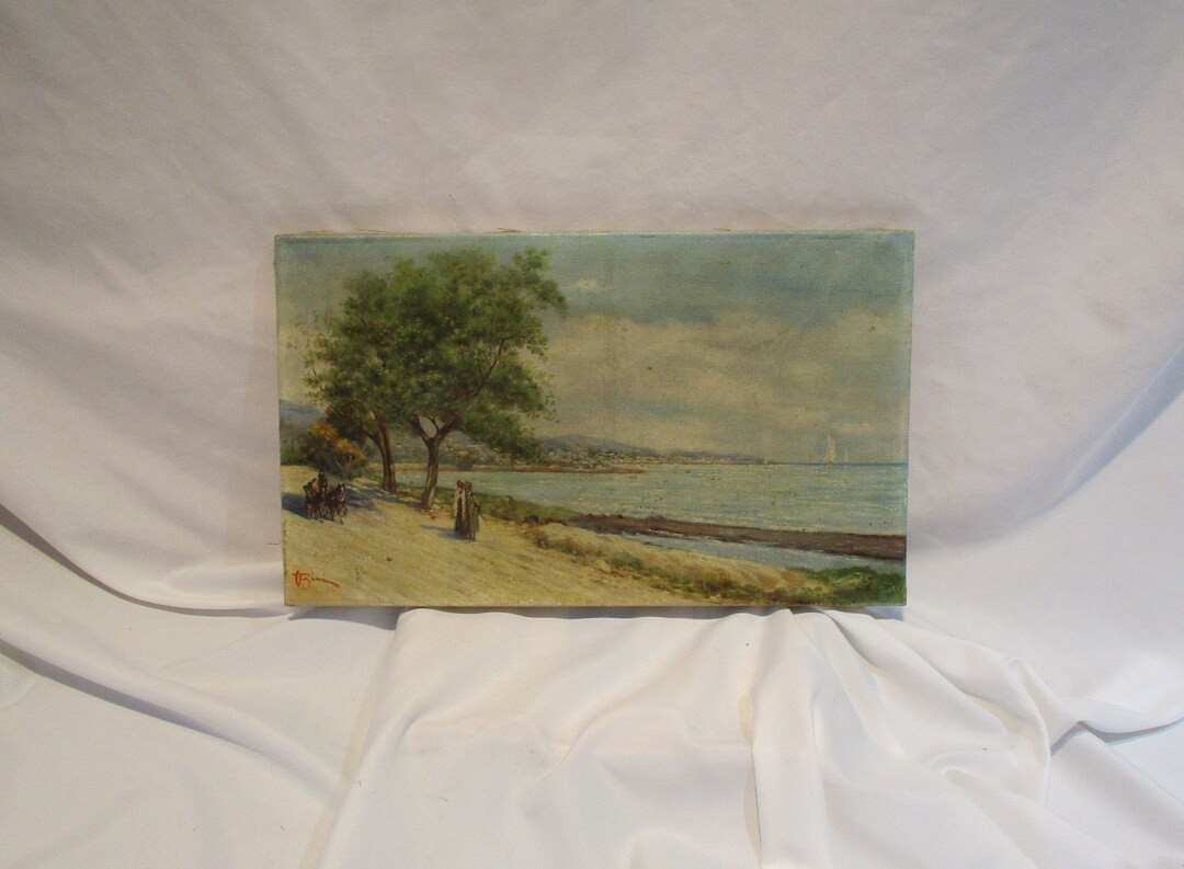 Original Oil Landscape Painting Signed Romantic Seashore - Etsy | Etsy (US)