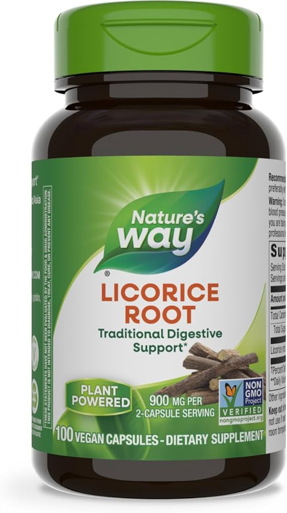Nature's Way Licorice Root, Traditional Digestive Support Supplement*, 900 mg per 2-Capsule Servi... | Amazon (US)