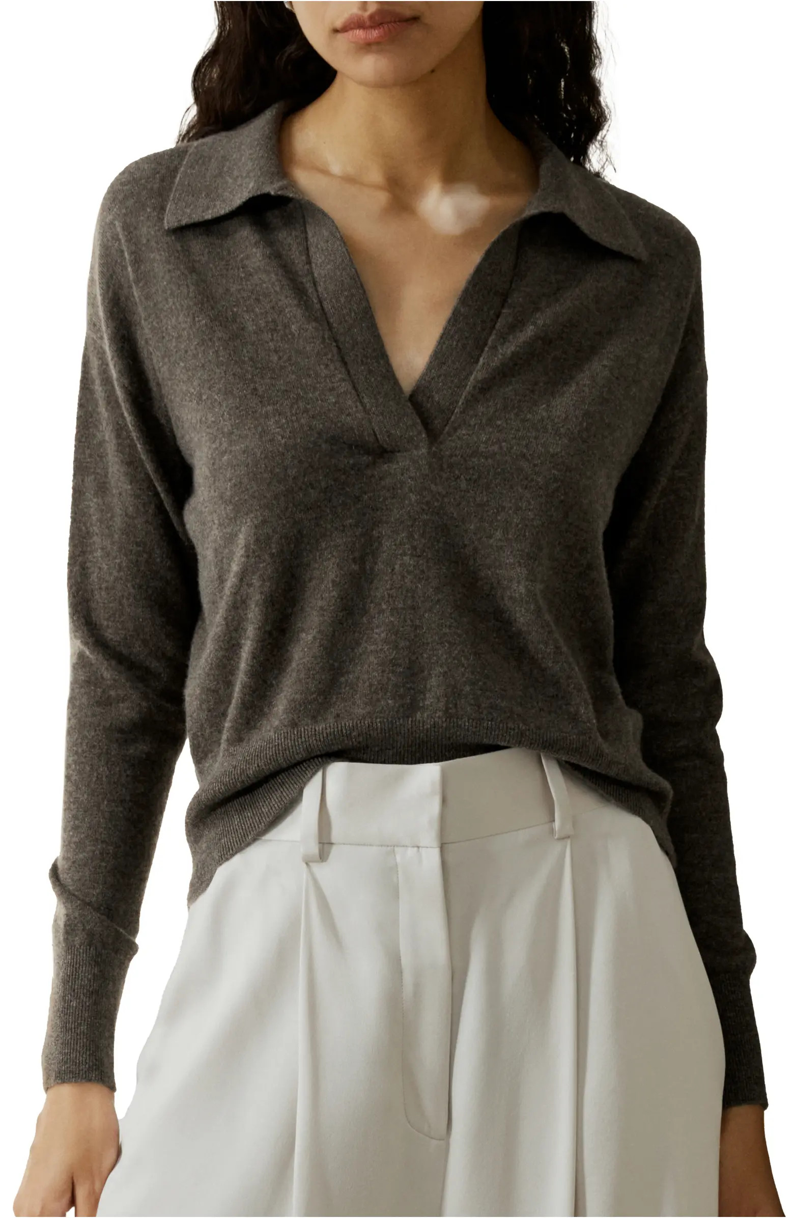 Women's V Neck Cashmere Polo Sweater | Nordstrom