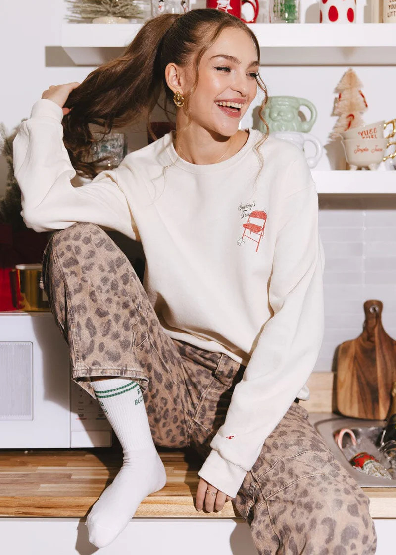 Greetings (Dibs) From Chi Crewneck Sweatshirt - Natural | Alice & Wonder