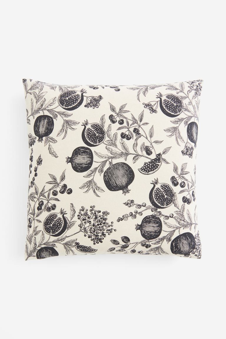 Patterned Cushion Cover - Dark gray/pomegranates - Home All | H&M US | H&M (US + CA)