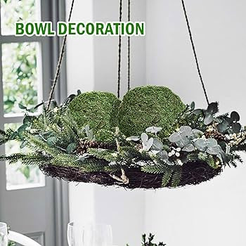 Vumdua Moss Ball, Natural Decorative Green Globes with Handmade, Hanging Balls Vase Bowl Filler f... | Amazon (US)