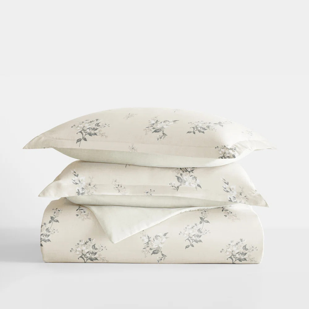 Duvet Cover Set Patterned Microfiber Ultra Soft Bedding in Delicate Floral | Wayfair North America