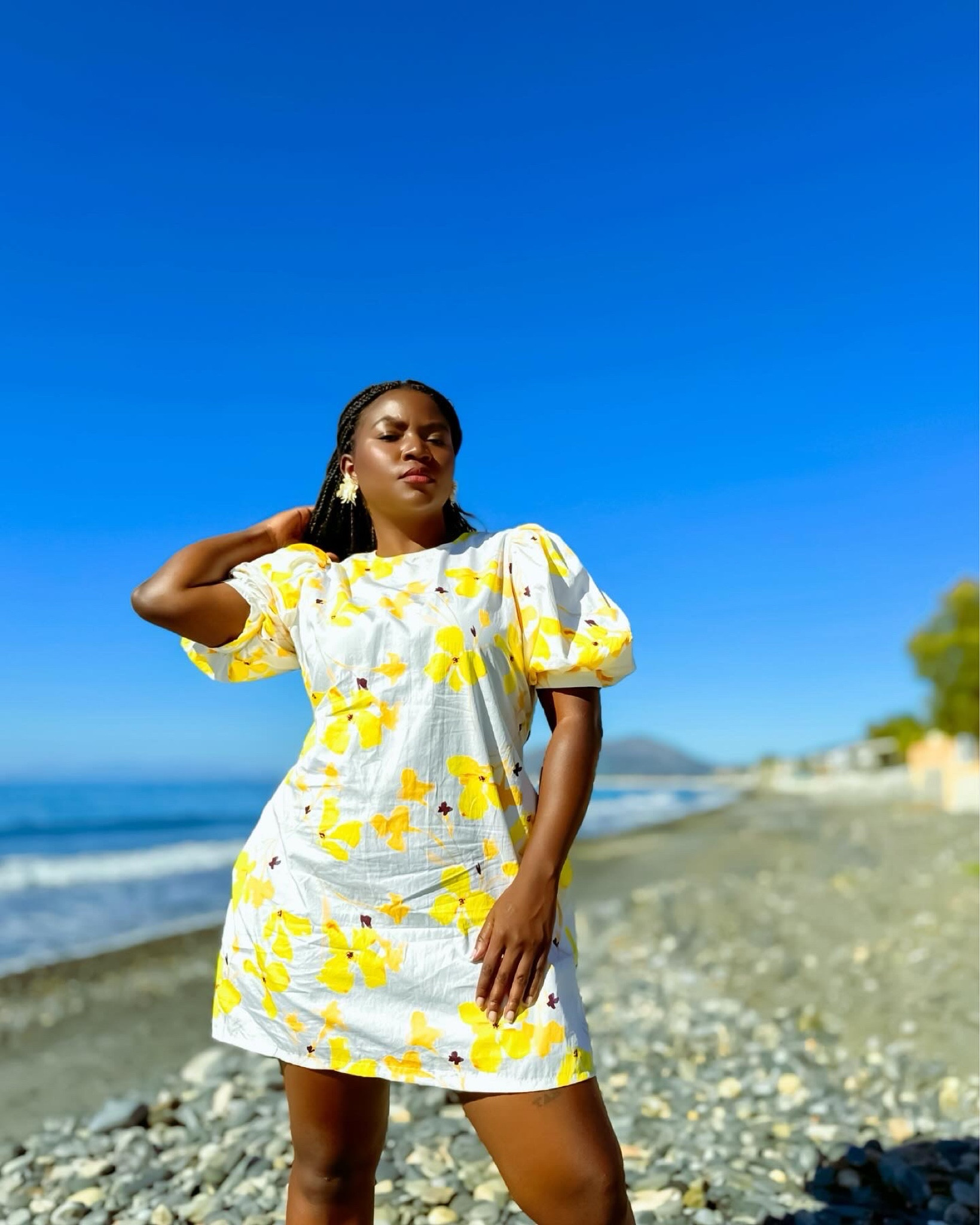 blue and yellow easter dress Lemon and Blue Print Maxi Dress | Easter Summer Dresses main image 0