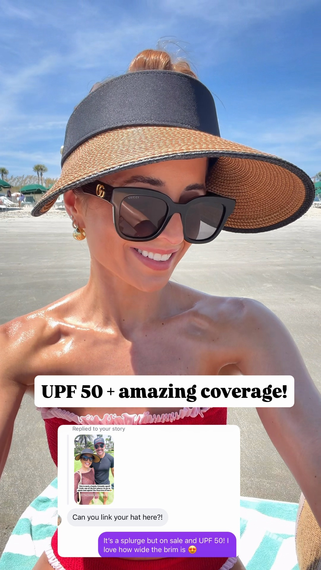 I love this UPF 50 packable sun visor! The wide brim is perfect for the beach and pool! One size fits most ruffled bikini. Gucci sunglasses. Beach day. Beach outfit. Ruffle bikini. Summer outfit. Vacation outfit.

#LTKootd #LTKSwim #LTKTravel