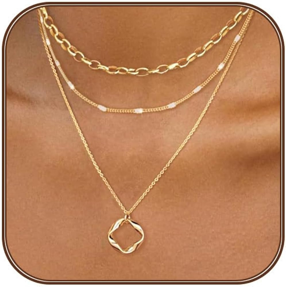 Gold Layered Necklaces for Women 14k Gold Plated Dainty Stackable Choker Necklaces for Women Tren... | Amazon (US)