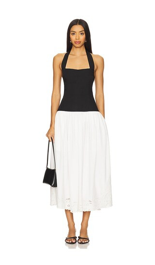 Clara Midi Dress in Black & Ivory | Revolve Clothing (Global)